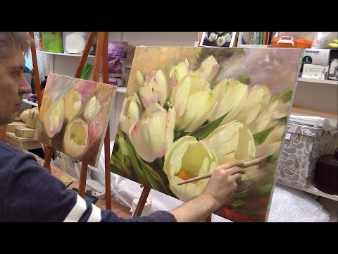 Видео: Тюльпаны. Мастер-класс. Живопись маслом.  Workshop