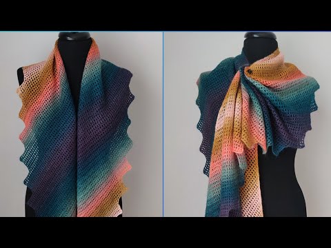 Видео: бесплатный и простой выкройка шарфа из пряжи «Батик» — шаль