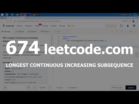 Видео: Разбор задачи 674 leetcode.com Longest Continuous Increasing Subsequence. Решение на C++