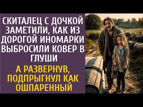 Видео: Скиталец с дочерью заметил, как из дорогой иномарки выбросили ковер в глуши… А увидев, что внутри…
