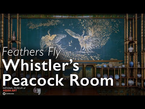 Видео: Перья летают в Павлиньей комнате Уистлера