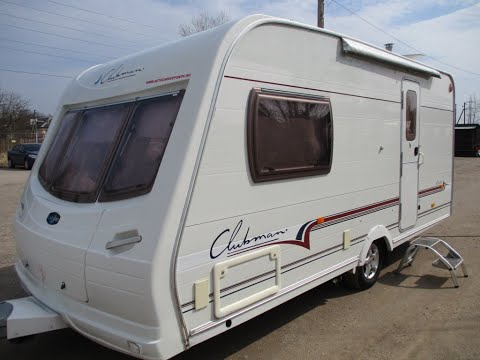 Видео: Обзор прицепа-дачи автодома Lunar Clubman 2005 года с мувером и маркизой двухместный крепыш!