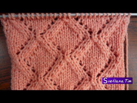 Видео: ВЯЗАНИЕ СПИЦАМИ, АЖУРНЫЕ УЗОРЫ. Шикарный Узор АЖУРНЫЕ РОМБЫ для свитера или джемпера № 123