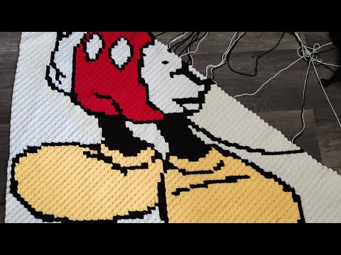 Видео: Плед крючком Мики Маус часть 3