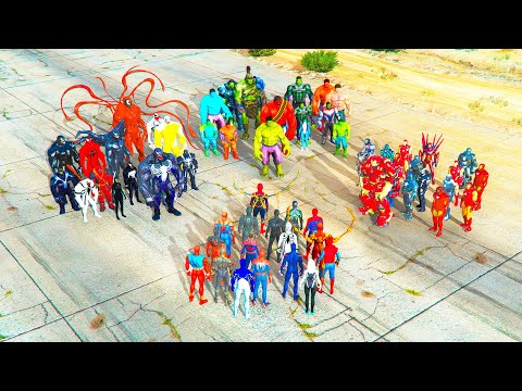 Видео: ХАЛКТАР VS ВЕНОМДАР VS ТЕМІР АДАМДАР VS ӨРМЕКШІ АДАМДАР (GTA V)