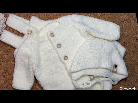 Видео: МК . Вязание комплекта для детей от 0 до 3 месяцев. Штанишки - Комбинезон. 1 часть 