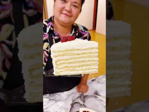 Видео: Торт Молочная девочка со сливками и малиной. Нежный торт. Вкусный торт