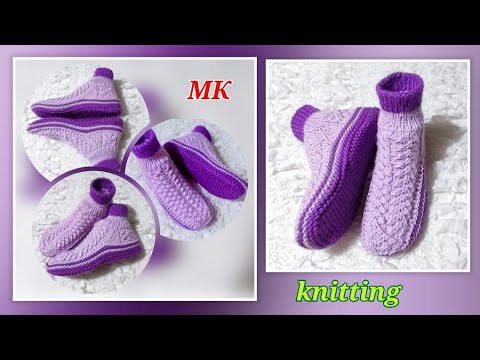 Видео: 💥 Узор "Звёздочки" по-другому 👍МК ➡️ На двух спицах и без шва на подошве 🤗