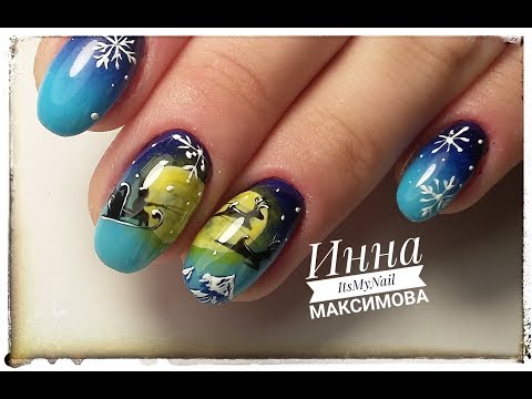 Видео: ❄  НОВОГОДНИЙ дизайн ногтей ❄  САНТА в упряжке на ногтях ❄  ЗИМНИЙ дизайн ногтей гель лаком ❄