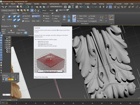 Видео: 28. Ретопология. Изучаем  кисти 3ds Max 2021 ( Pinch/ Spread, Flatten, Relax/ Soften, Push/Pull).