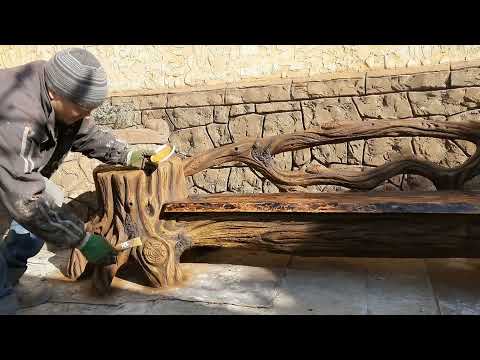 Видео: покраска лавочки - имитация сухого дерева