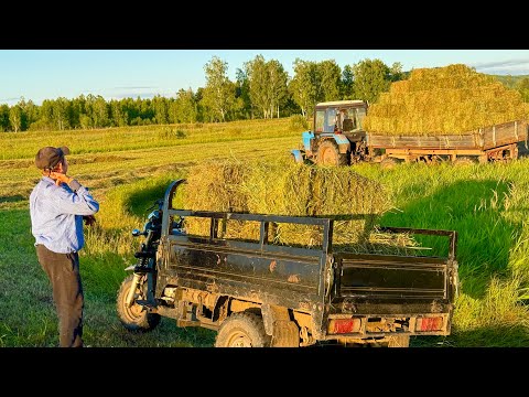 Видео: ЗАГОТОВКА СЕНА ТЕПЕРЬ НЕ ПРОБЛЕМА. ПРЕССУЕМ ТЮКИ ШАЙТАН-МАШИНОЙ. 