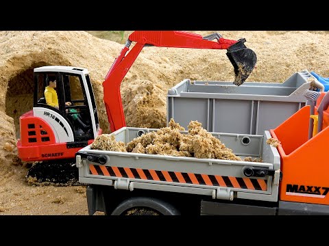 Видео: Экскаваторы с песком в пещере | Строительная техника, дорожные катки, детские игрушечные машинки