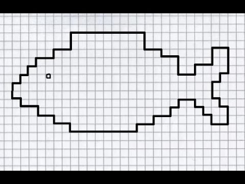 Видео: Рыбка (графический диктант по клеточкам), рисуем по клеточкам рыбу