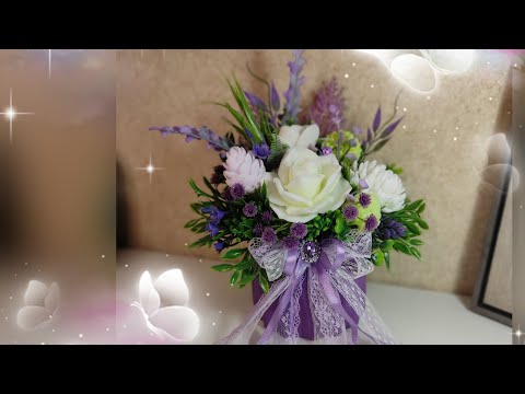 Видео: Букет в гипсовом кашпо 💐🥰 Из того, что было😉