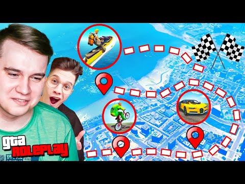 Видео: ЭКСТРЕМАЛЬНЫЕ ГОНКИ ВОКРУГ ВСЕЙ КАРТЫ НА РАЗНОМ ТРАНСПОРТЕ В GTA 5 RP
