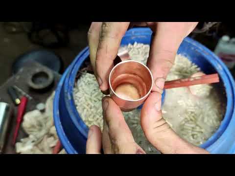 Видео: Галтовочная машина, проверка медью.