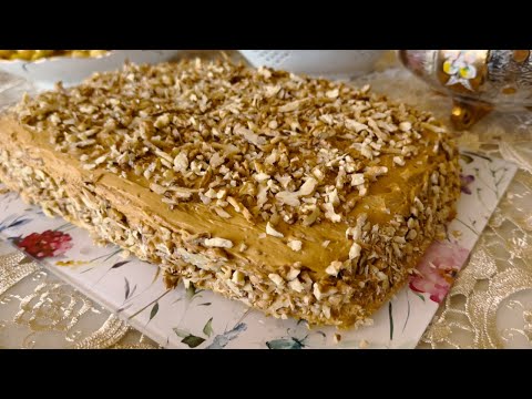 Видео: Торт – Мужской Идеал –🍯 Медовый Бисквит с Орехами и Карамельным Кремом!)