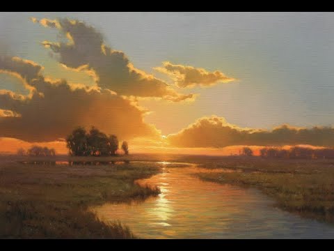 Видео: Простой пейзаж с закатом для начинающих|Как рисовать закат простая техника  #art #урокирисования