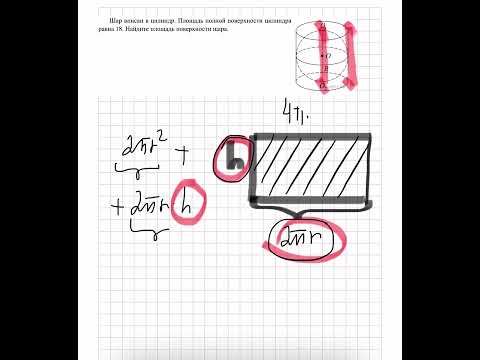 Видео: Шар вписан в цилиндр. Площадь полной поверхности цилиндра равна 18. Найдите площадь поверхности шара