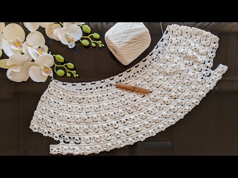 Видео: Белый ажурный топ крючком. Круглая кокетка. Часть 2. Росток. Подрезы.