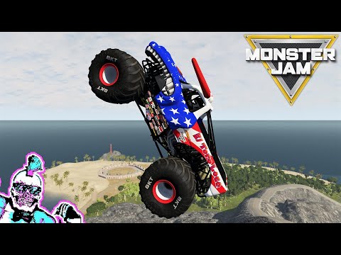 Видео: Monster Jam: БЕЗУМНЫЕ прыжки и аварии на высокой скорости. Новая карта | BeamNG Drive