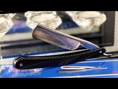Видео: Gold Dollar Modell 208 straight razor shaving заточка мастера бритьё опасная бритва