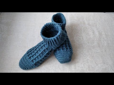 Видео: Тапочки следочки крючком для мужчин  № 2 работа над ошибками