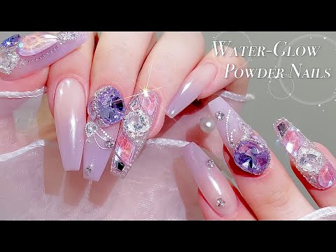 Видео: Ногти с эффектом свечения в воде!🫧/🇰🇷Корейский маникюр / Наконец-то! нашла светящуюся в воде пудру💗
