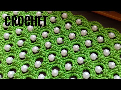 Видео: Ажурный узор с бусинами крючком. Easy crochet patterns for beginners.