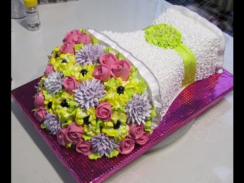 Видео: Торт "Букет".Оформление кремом БЗК.