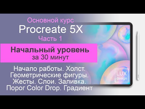 Видео: Procreate. Начальный уровень. Начало работы. Холст. Фигуры. Слои. Заливка. Жесты