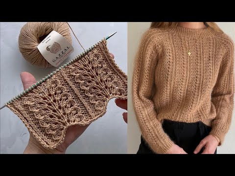 Видео: Очень красивый и простой ажурный узор для топов, маек, кофточек, джемперов. Узор «Павлиний хвост»