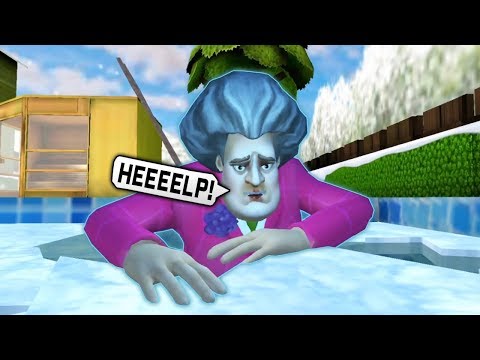 Видео: Утопил Бабку Учительница Мисс Ти в Бассейне со Льдом! - Scary Teacher 3D