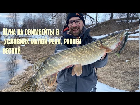 Видео: Щука на свимбейты в условиях малой реки, ранней весной.