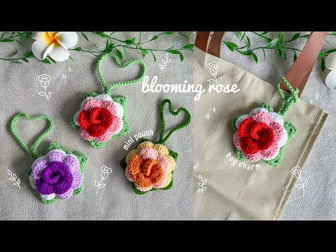 Видео: Вязаная крючком подвеска-роза на сумку 🌹 | Мастер-класс по вязанию крючком подвески-розы на сумку 🌹