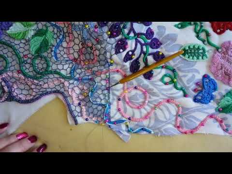 Видео: Вязание сеточки в ирландском кружеве.