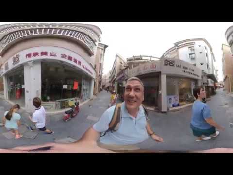 Видео: Семейная прогулка по Фошань. Улочки, магазинчики, забегаловка с едой. Video 360