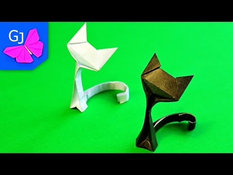 Видео: Оригами КОШКА из бумаги