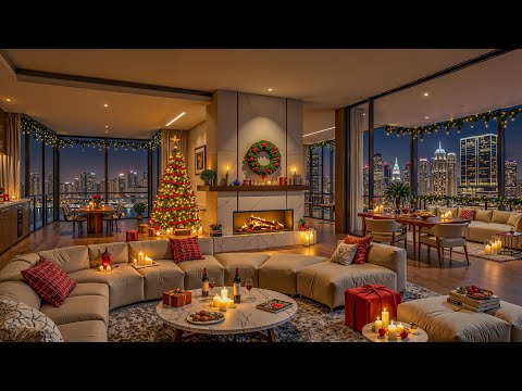 Видео: Рождественская атмосфера в уютных роскошных апартаментах. Рождественский джаз и камин.