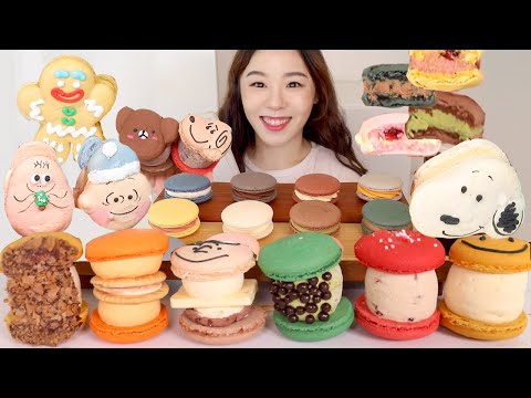 Видео: SUB) ASMR Макарон с кремовой начинкой Мукбанг 🍬 Жирный макарон Десерты Шоколад ваниль Зеленый чай