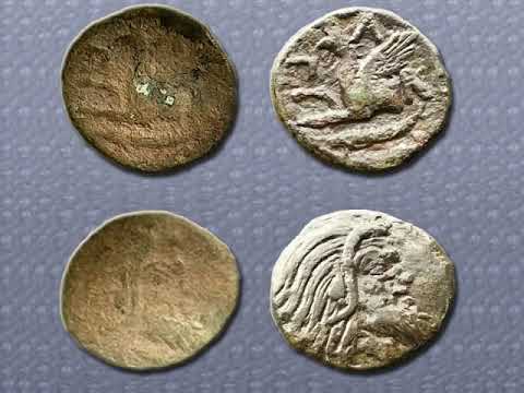 Видео: Механическая чистка монеты,реверс,антика