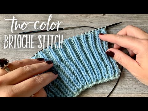 Видео: ВЯЖЕМ ШАРФ ДВУХЦВЕТНОЙ РЕЗИНКОЙ БРИОШЬ 💚💙 / Two-color brioche stitch