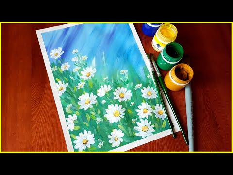Видео: 🎨Рисуем ромашки гуашью для начинающих!