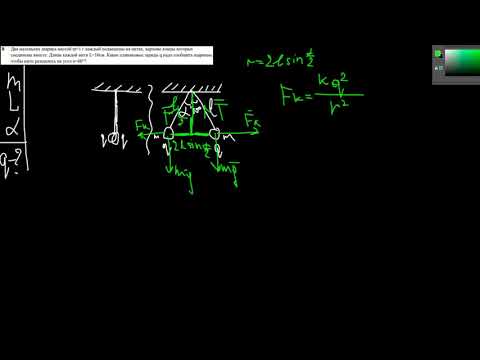 Видео: Два маленьких шарика массой m=1 г каждый подвешены на нитях, верхние концы которых соединены вместе.
