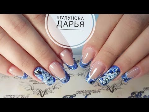 Видео: Каменный цветок  Дизайн ногтей на арочных квадратах. Китайская роспись. ONEStroke painting