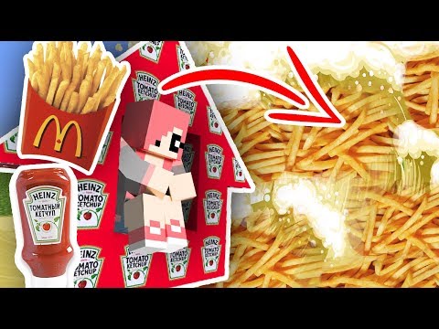 Видео: ЦУНАМИ ИЗ КАРТОШКИ ФРИ ПРОТИВ ДОМА ИЗ КЕТЧУПА В МАЙНКРАФТ