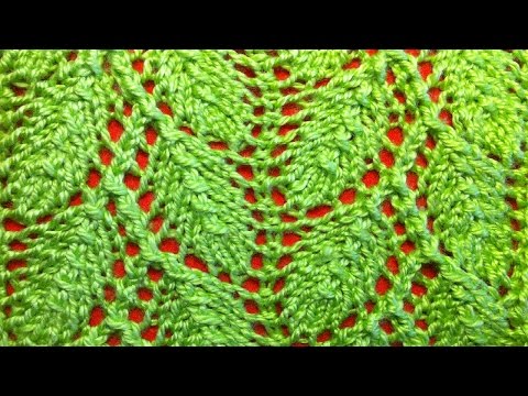 Видео: Ажурный узор Листочки спицами. Видео урок вязание на спицах для начинающих Openwork pattern Leaflets