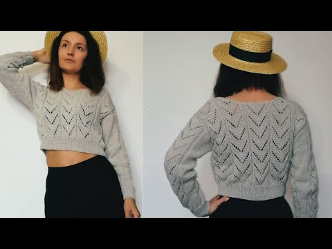 Видео: Короткий стильный свитер спицами на весну-лето