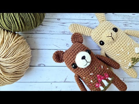 Видео: Игрушки с вышивкой🧸🍄 Новый формат работ. Видеообзор на мишку и кролика